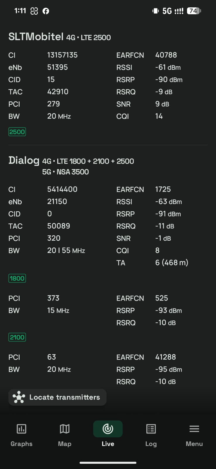Dialog Sri Lanka 5G NSA n78 field result
